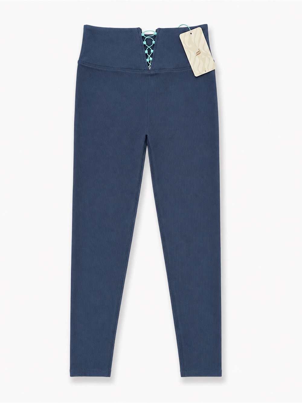Fabletics Navy High-Waist womans Leggings size 8-10 with Lace-Up Front nwt